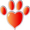 Faded Red Heart Paw Print Bumper Sticker