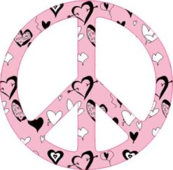 Heart Patterned Peace Sign Sticker