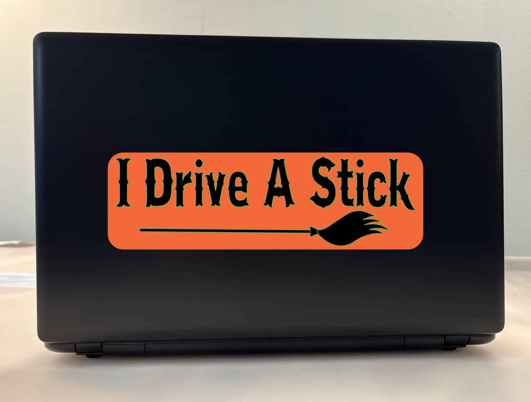 10in x 3in I Drive A Stick Bumper Sticker Vinyl Halloween Holiday Decal