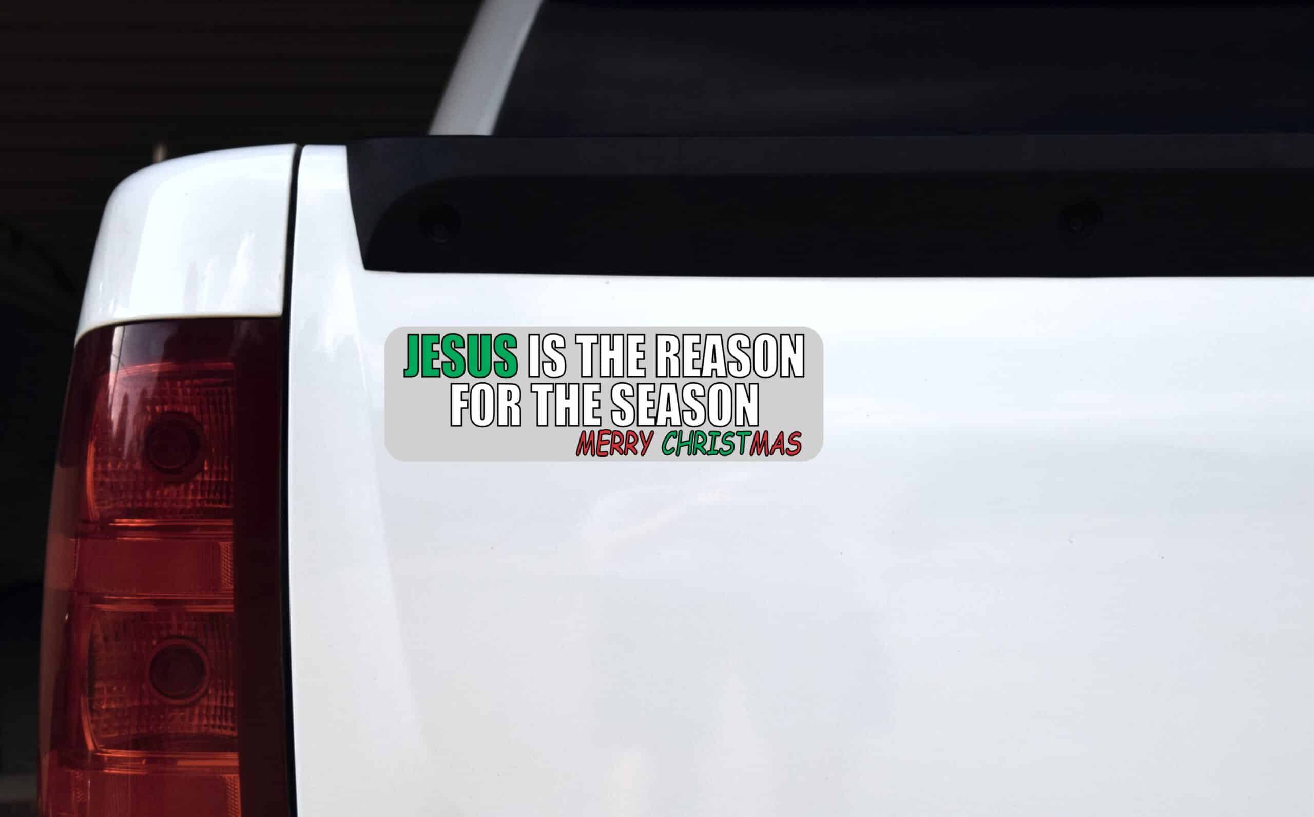 10in x 3in Gray Jesus Is the Reason Bumper Sticker Vinyl Christmas Decal