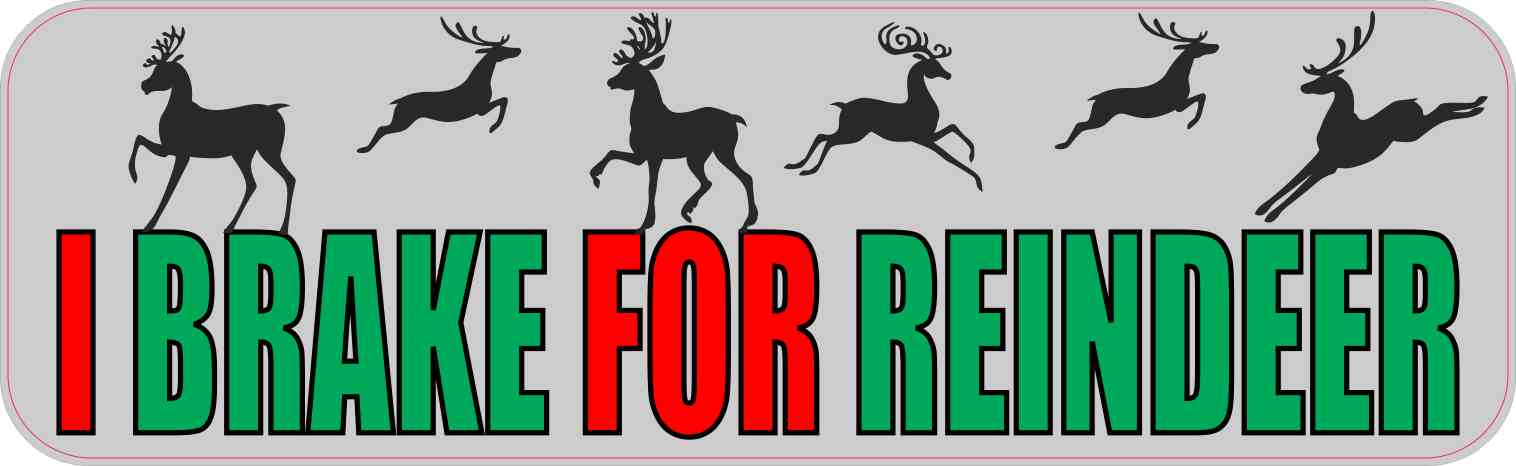 Christmas Reindeer Car Bumper Sticker Decal 4'' x 5''