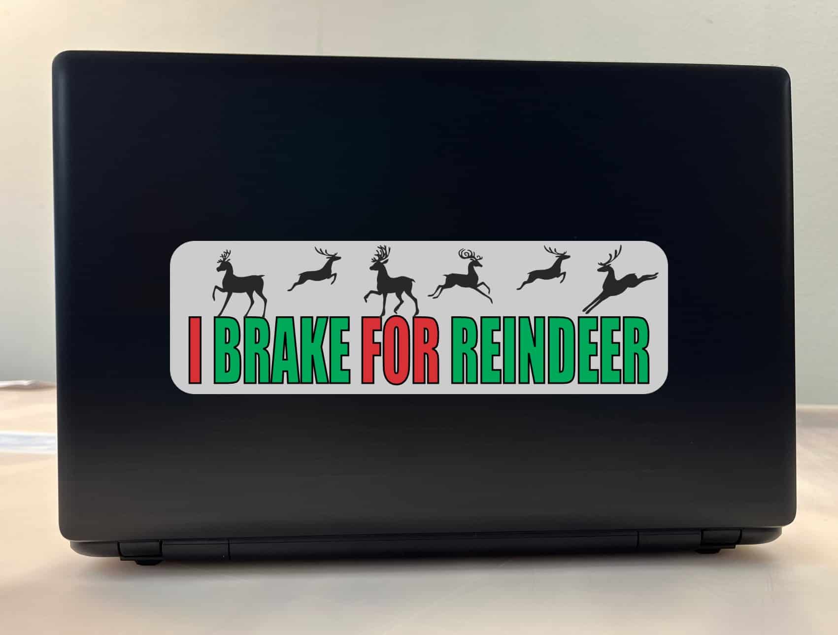 10in x 3in I Brake For Reindeer Bumper Sticker Vinyl Christmas Stickers