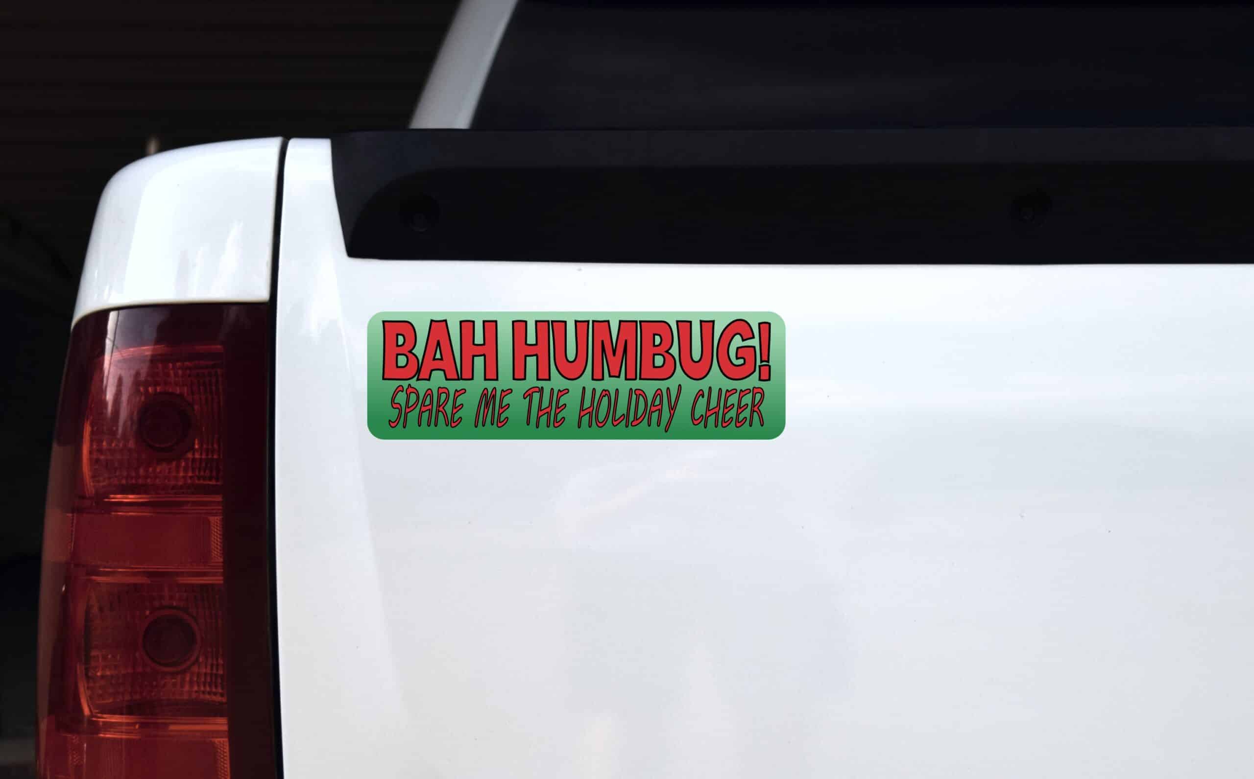 10in x 3in Bah Humbug Bumper Sticker Vinyl Christmas Stickers Holiday Decal