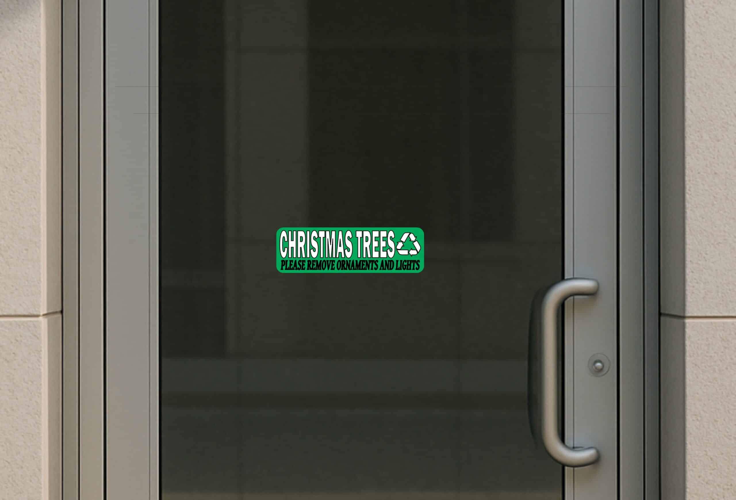 10in X 3in Christmas Trees Recycle Sticker Vinyl Recycling Sign Decal