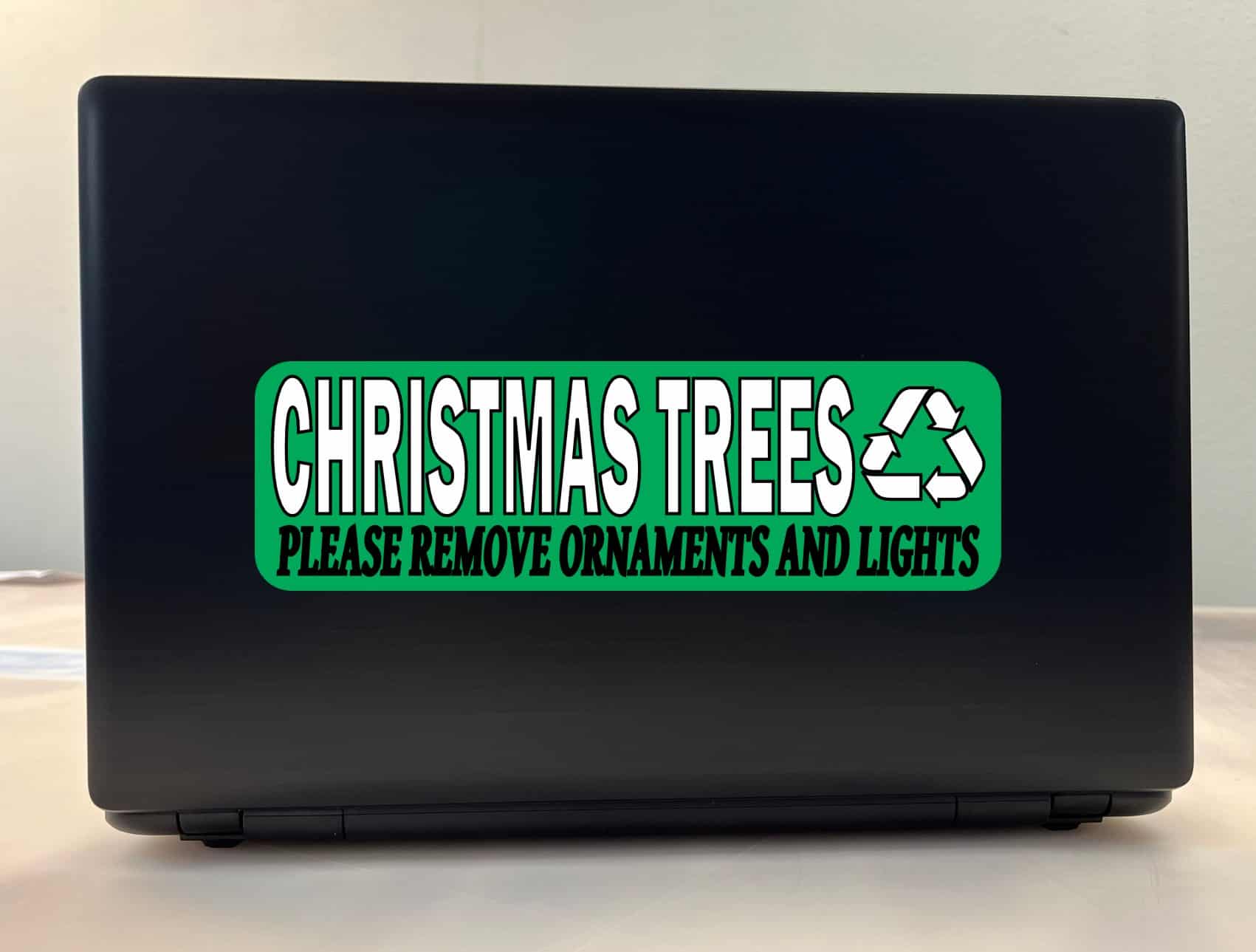 10in X 3in Christmas Trees Recycle Sticker Vinyl Recycling Sign Decal