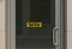 10in x 3in Caution Zombies Live Here Sticker Vinyl Halloween Stickers