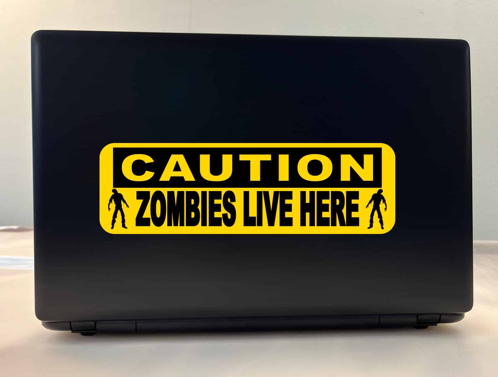 10in x 3in Caution Zombies Live Here Sticker Vinyl Halloween Stickers