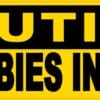 10in x 3in Caution Zombies Inside Sticker Vinyl Halloween Decal