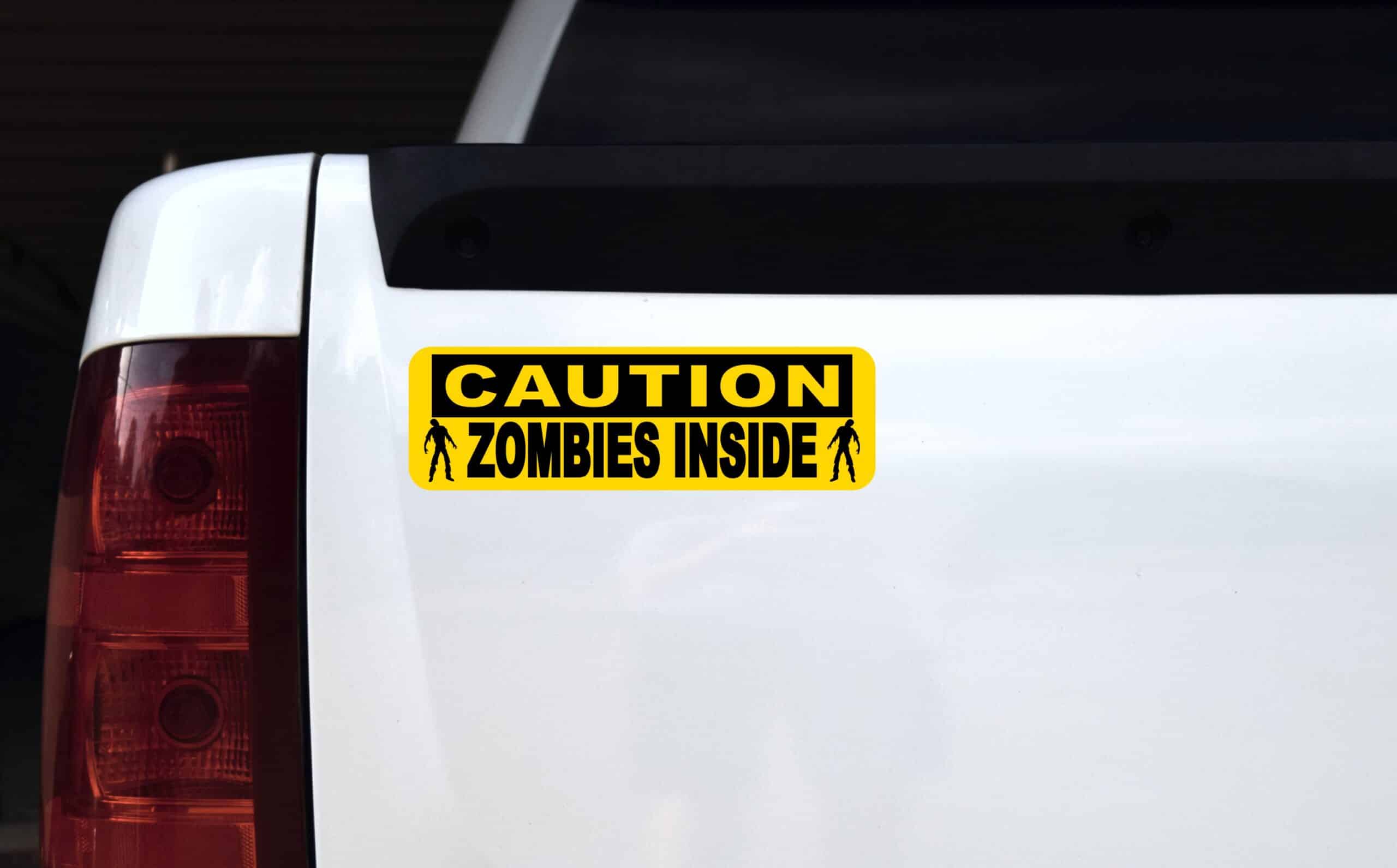 10in x 3in Caution Zombies Inside Magnet Magnetic Halloween Mag