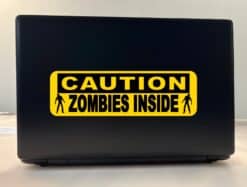 10in x 3in Caution Zombies Inside Sticker Vinyl Halloween Decal