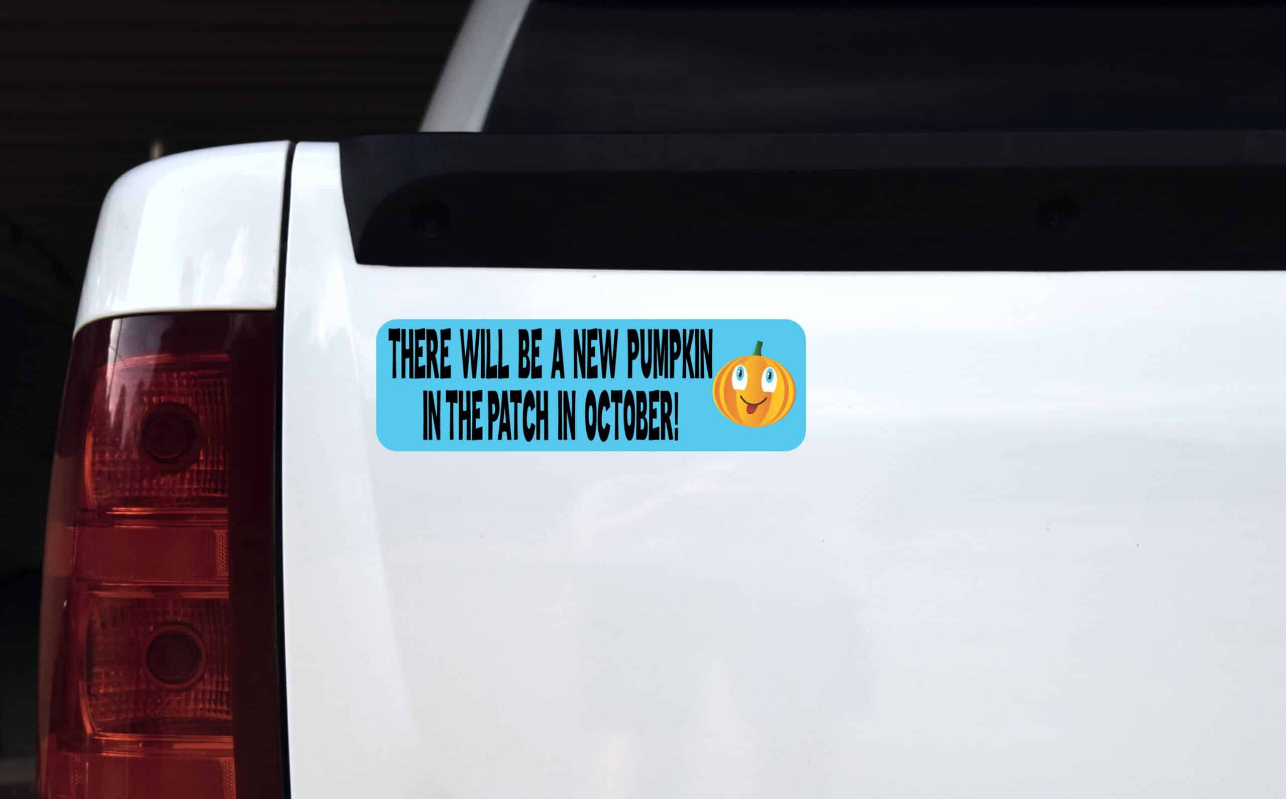10in x 3in Blue New Pumpkin the Patch Baby Bumper Sticker Vinyl Decal