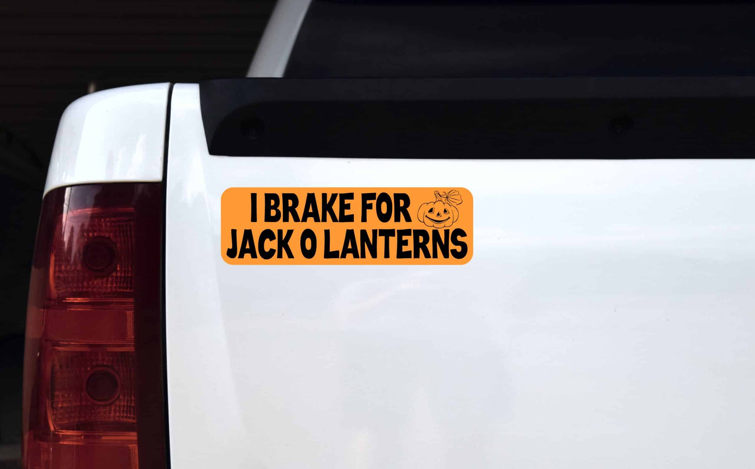10in x 3in I Break For Jack O Lanterns Halloween Sticker Vinyl Bumper Decal