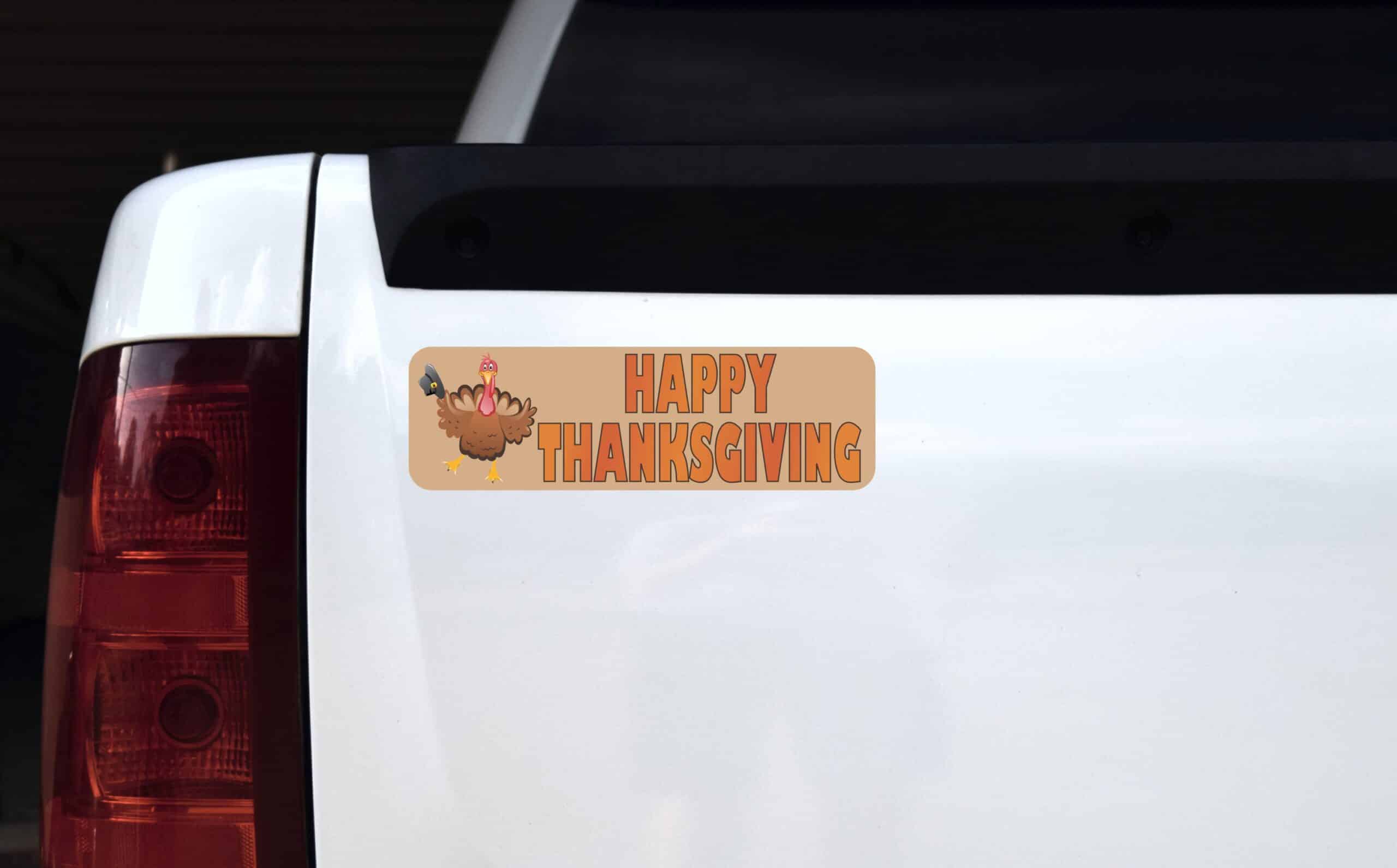 10in x 3in Happy Thanksgiving Bumper Sticker Vinyl Holiday Decal Stickers