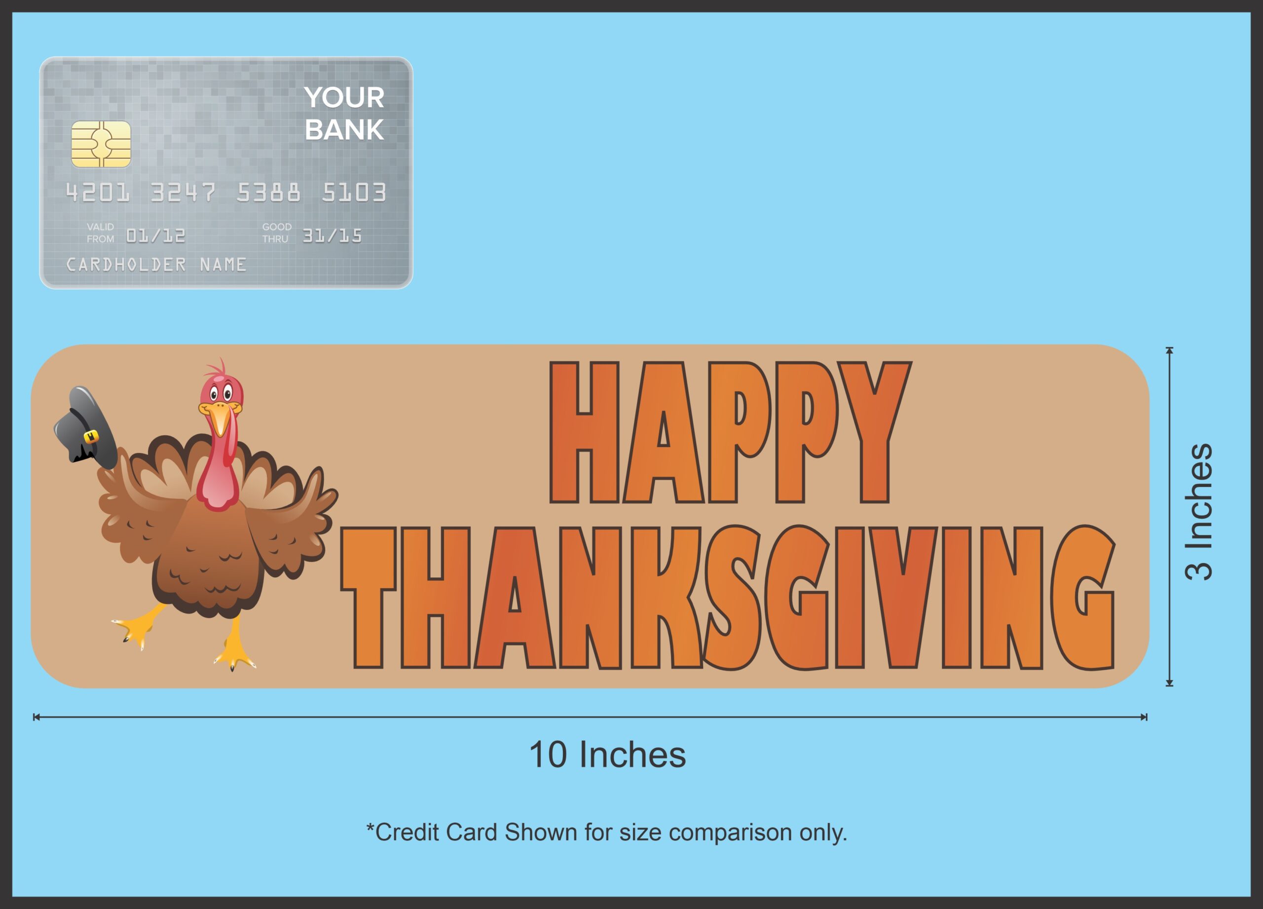 10in x 3in Happy Thanksgiving Bumper Sticker Vinyl Holiday Decal Stickers