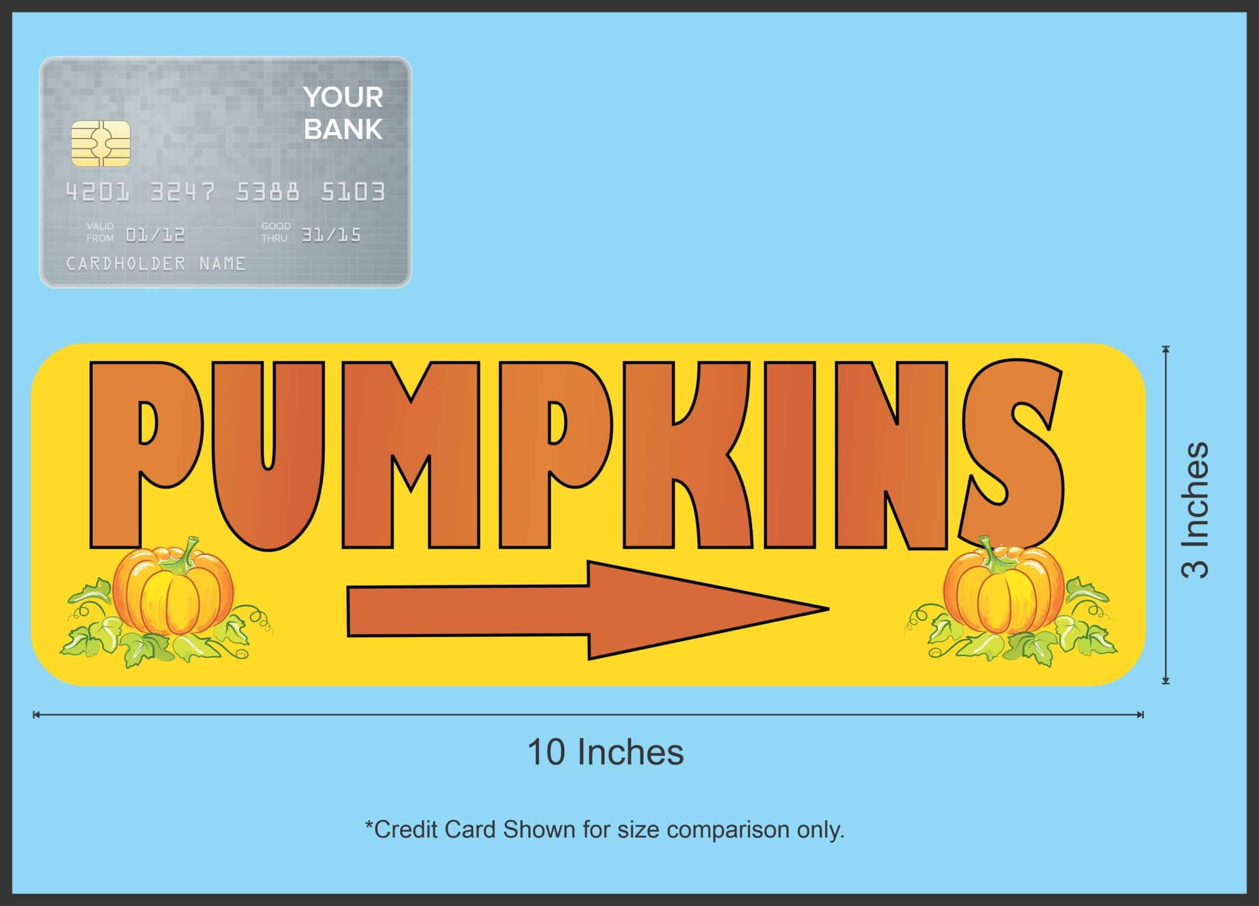 10in x 3in Right Arrow Pumpkins Magnet Magnetic Autumn Sale Sign Magnets