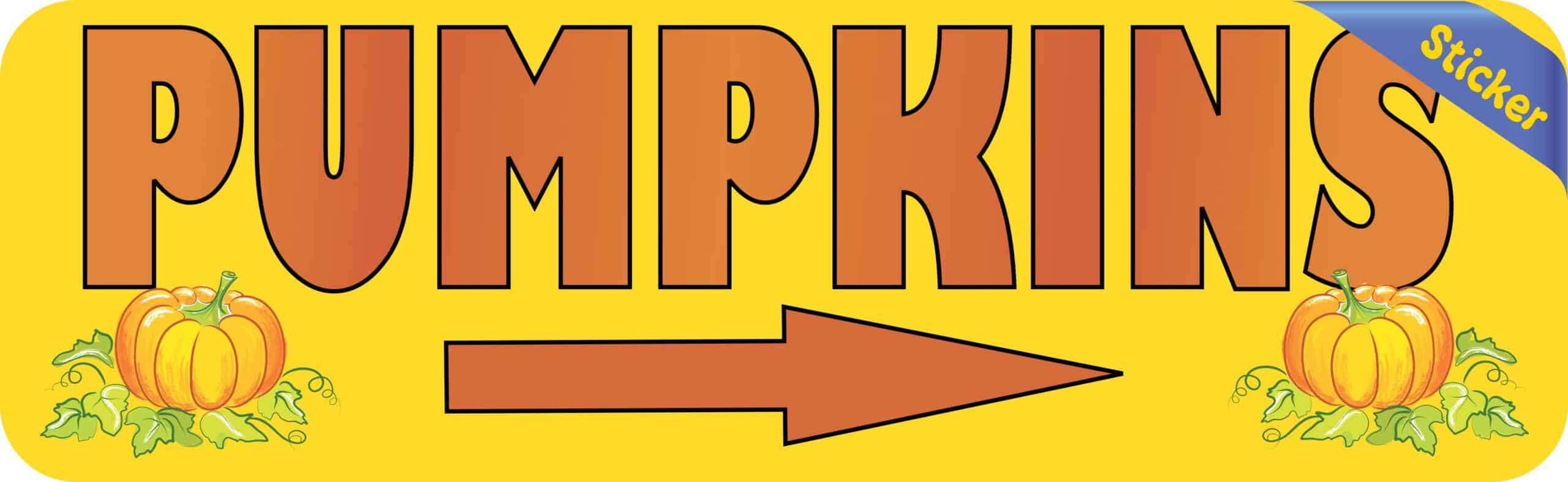 10in x 3in Right Arrow Pumpkins Sticker Vinyl Autumn Sign Decal Stickers