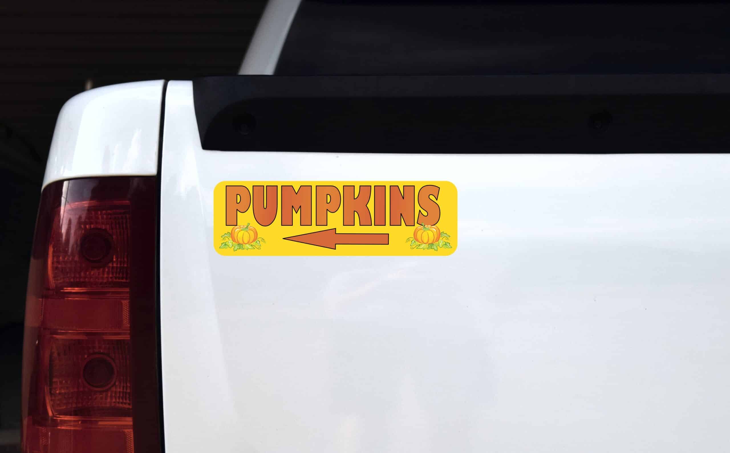 10in x 3in Left Arrow Pumpkins Sticker Vinyl Autumn Holiday Decal Stickers