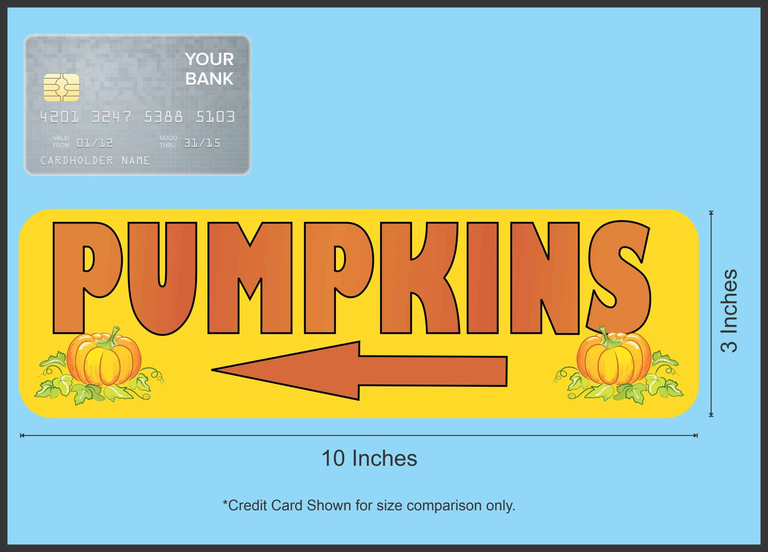 10in x 3in Left Arrow Pumpkins Sticker Vinyl Autumn Holiday Decal Stickers