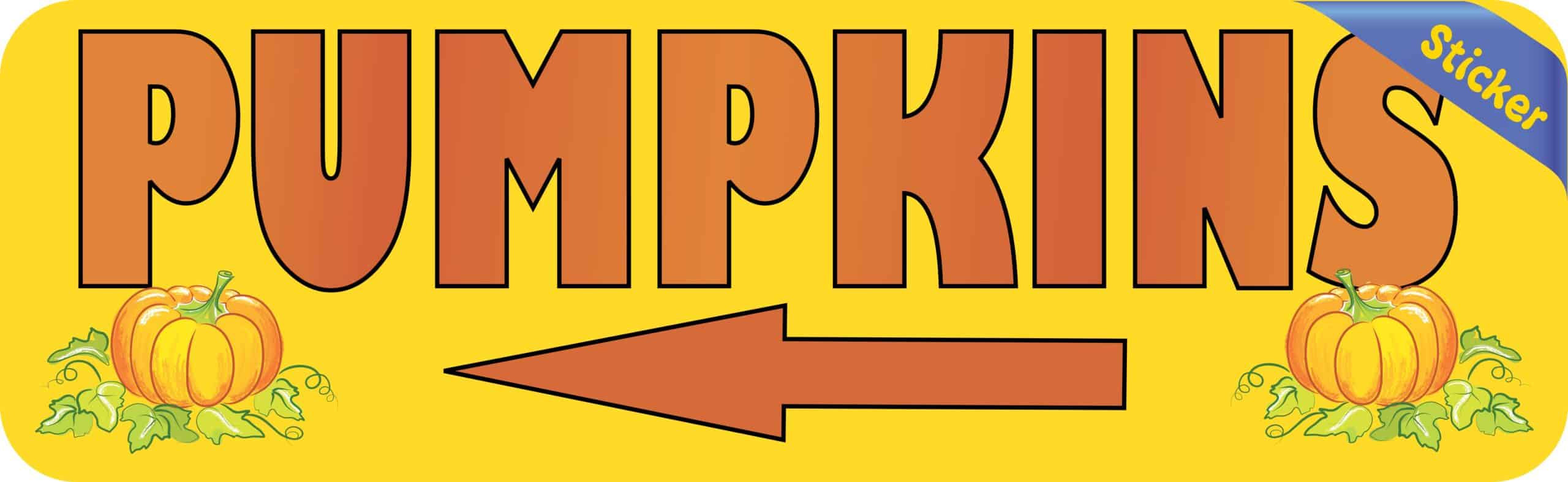 10in x 3in Left Arrow Pumpkins Sticker Vinyl Autumn Holiday Decal Stickers