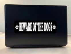 10in x 3in Beware Of The Dogs Bumper Sticker Vinyl Caution Sign Stickers