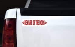 10in x 3in Red Beware Of The Dogs Sticker Vinyl Animal Caution Sign Decal