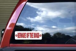10in x 3in Red Beware Of The Dogs Sticker Vinyl Animal Caution Sign Decal