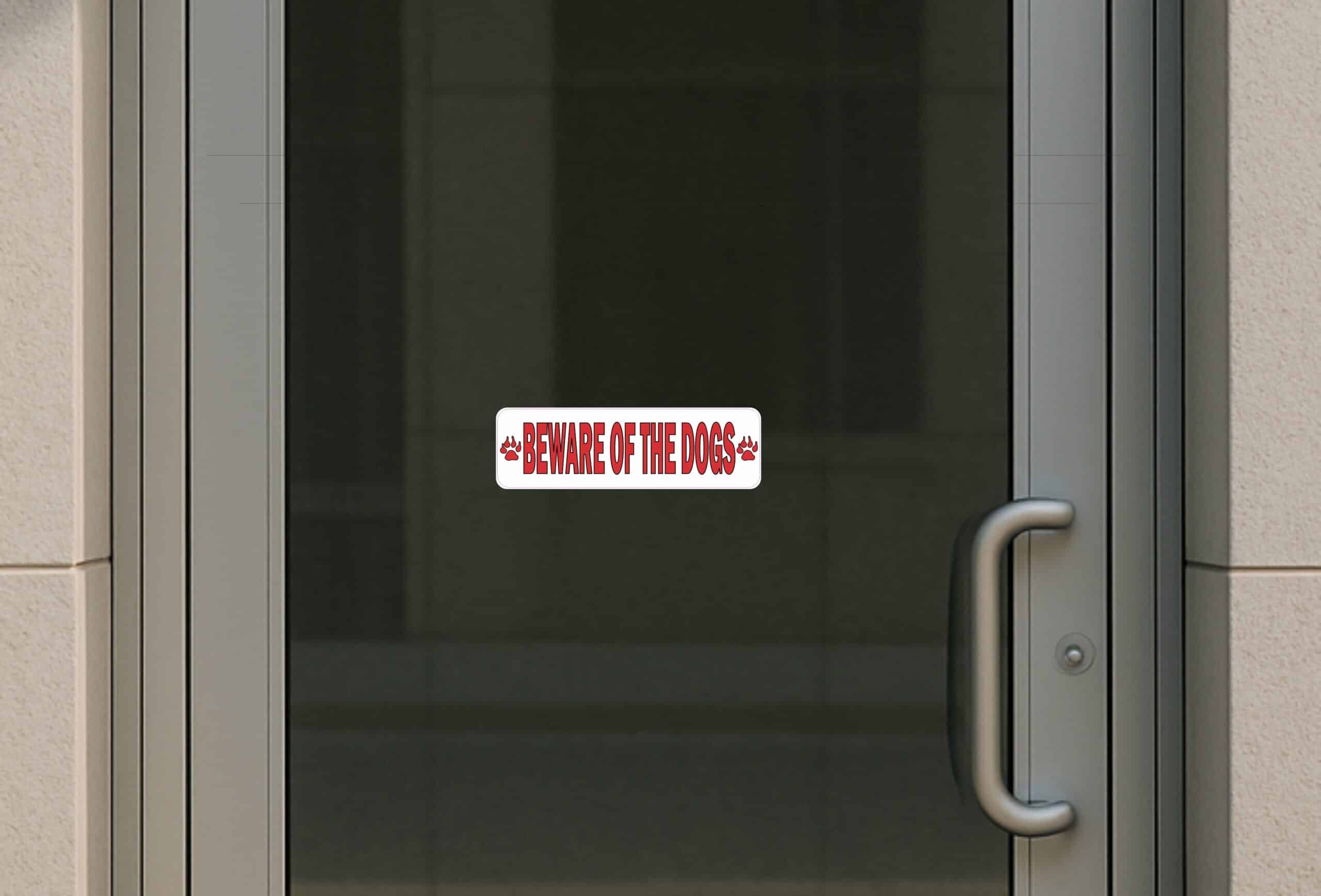 10in x 3in Red Beware Of The Dogs Sticker Vinyl Animal Caution Sign Decal