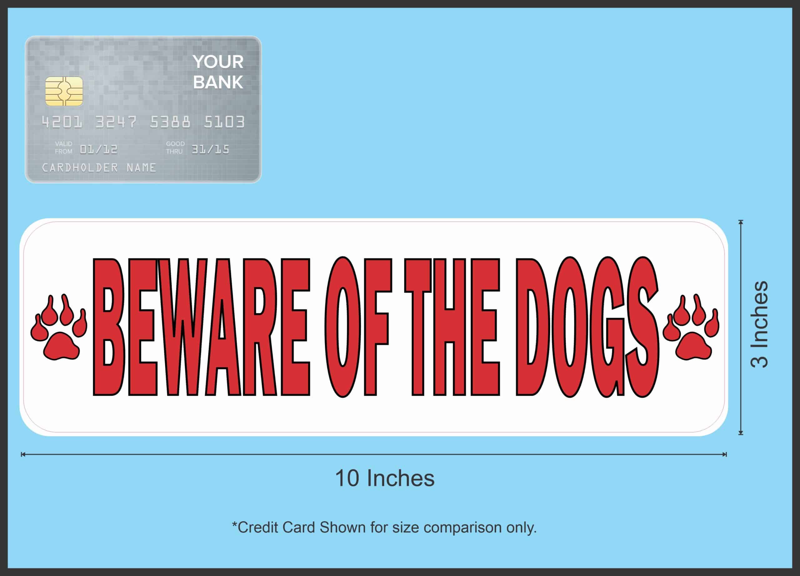 10in x 3in Red Beware Of The Dogs Sticker Vinyl Animal Caution Sign Decal