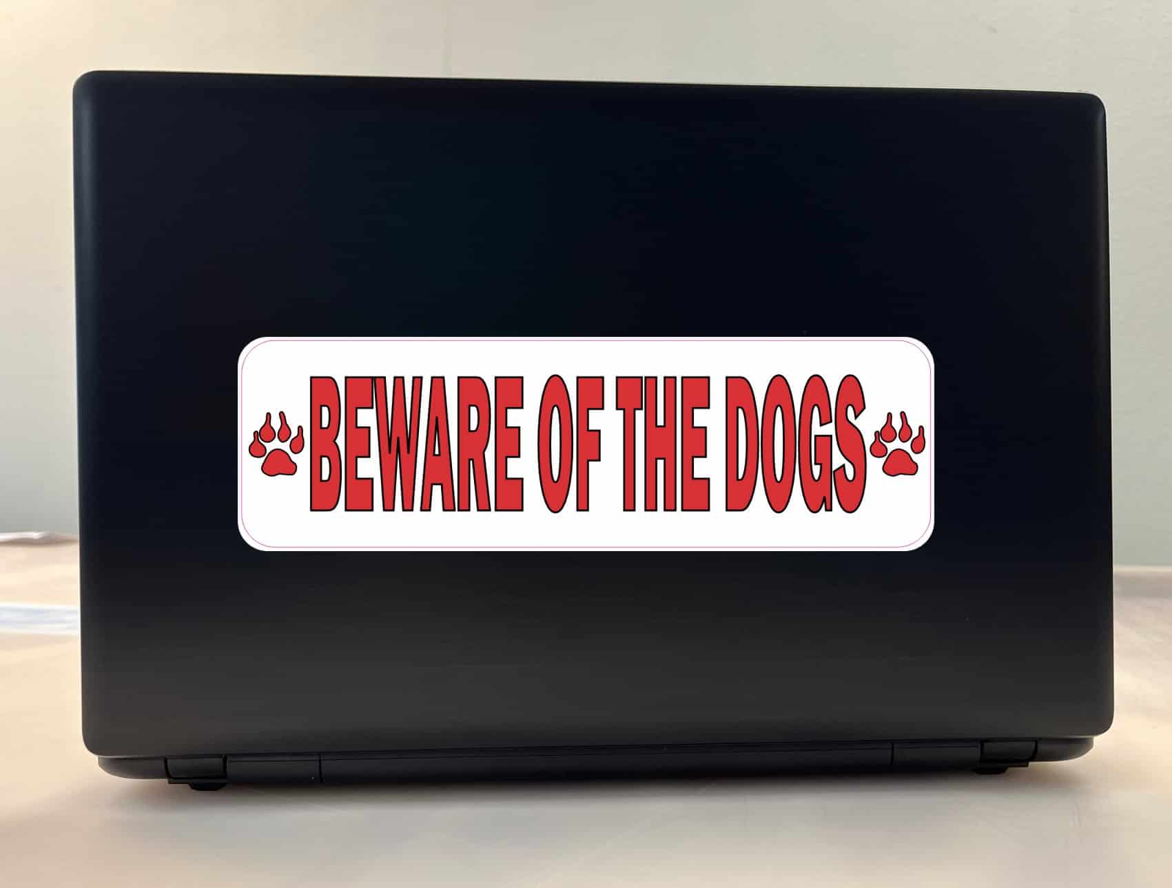 10in x 3in Red Beware Of The Dogs Sticker Vinyl Animal Caution Sign Decal
