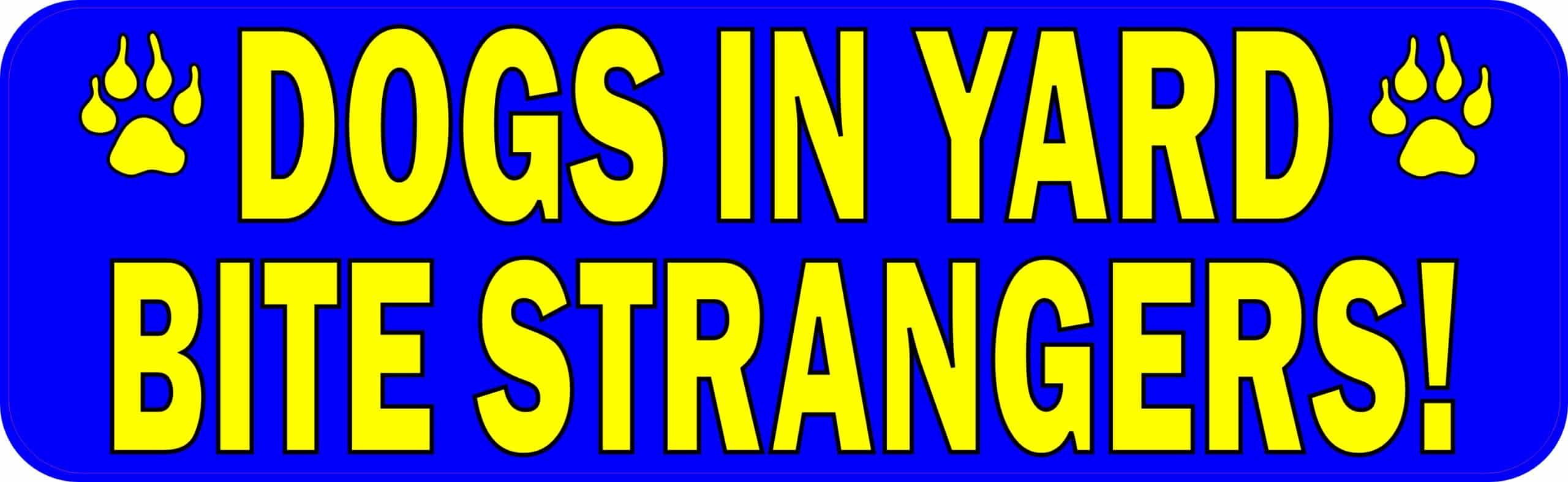 10in x 3in Dogs Bite Sticker Vinyl Animal Caution Stickers Decal Signs