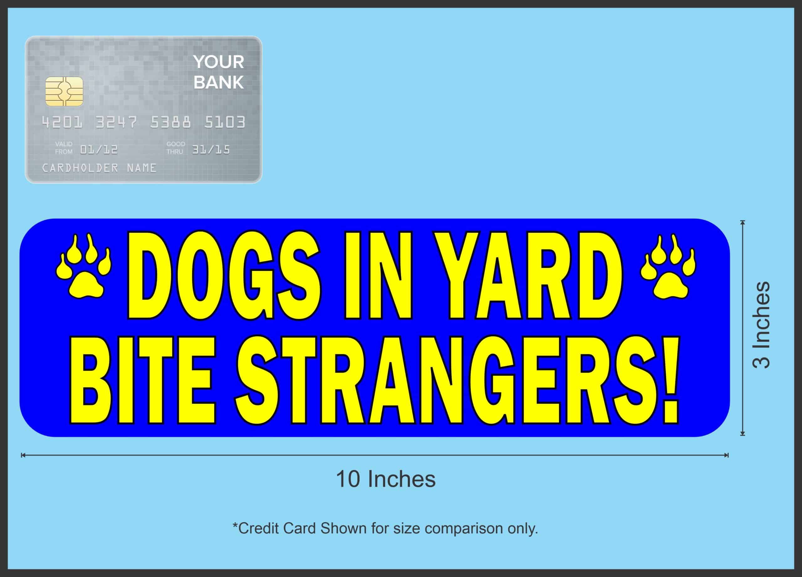 10in x 3in Dogs Bite Sticker Vinyl Animal Caution Stickers Decal Signs