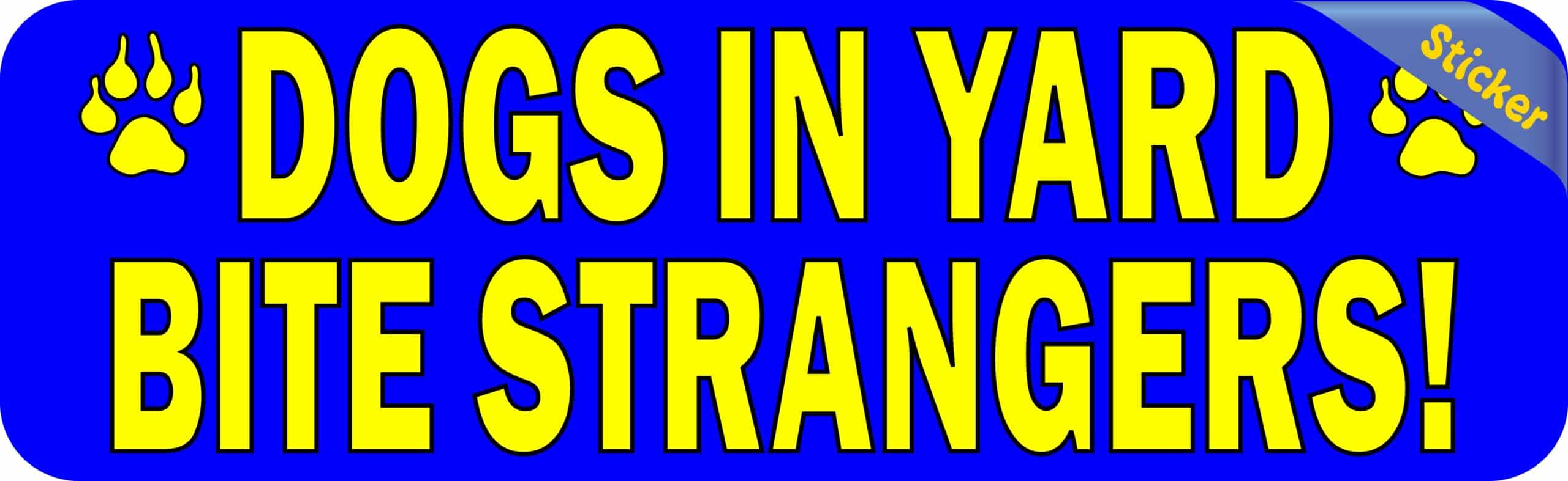 10in x 3in Dogs Bite Sticker Vinyl Animal Caution Stickers Decal Signs