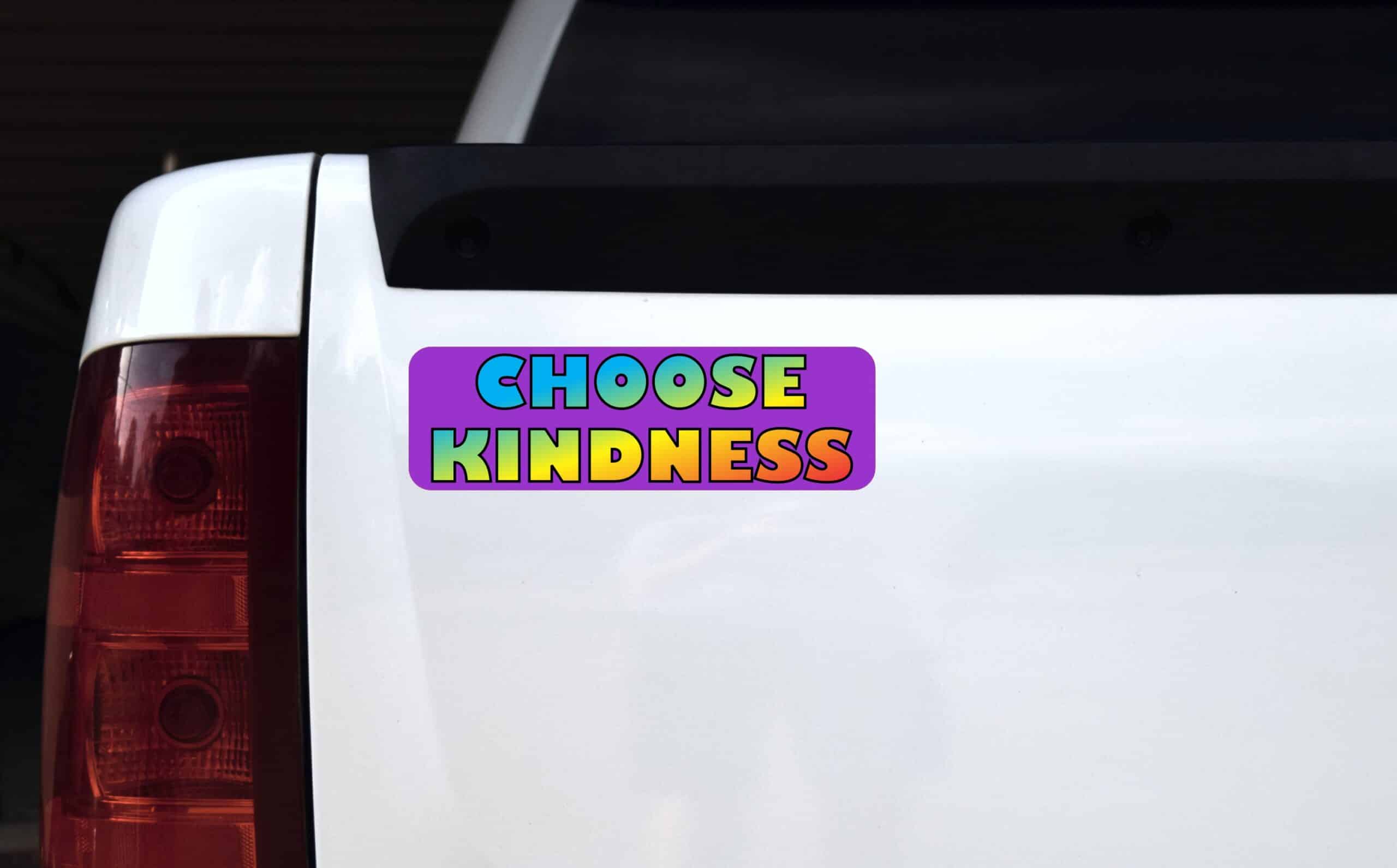 10in x 3in Purple Choose Kindness Bumper Sticker Vinyl Stickers Car Decal