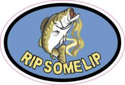 Oval Rip Some Lip Fishing Sticker