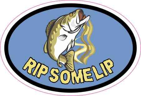 Oval Rip Some Lip Fishing Sticker