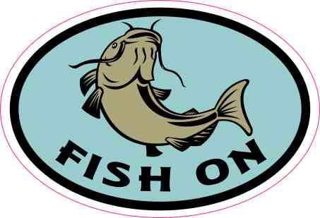 3in x 2in Oval Fish On Sticker Vinyl Stickers Vehicle Bumper Decal Sign