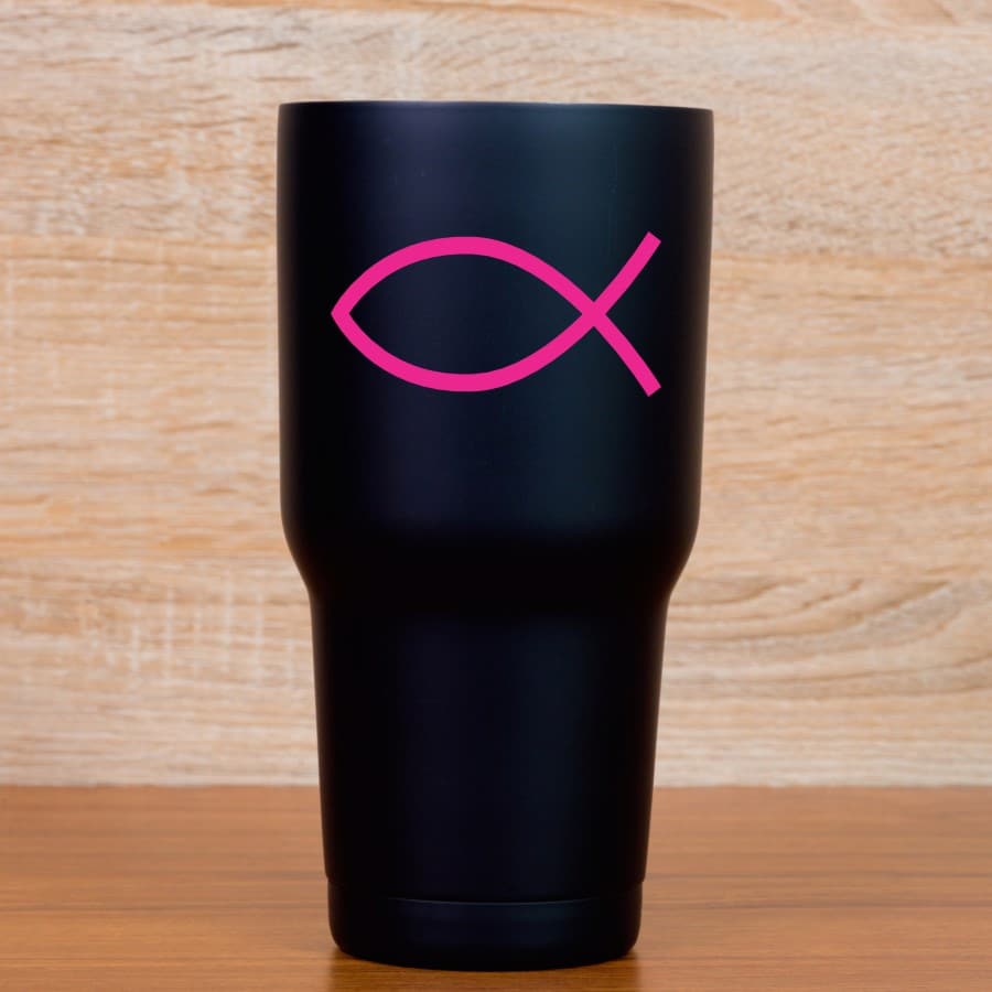 3 x 1.5 Pink Christian Fish Sticker Vinyl Cup Stickers Car Bump - Image 5