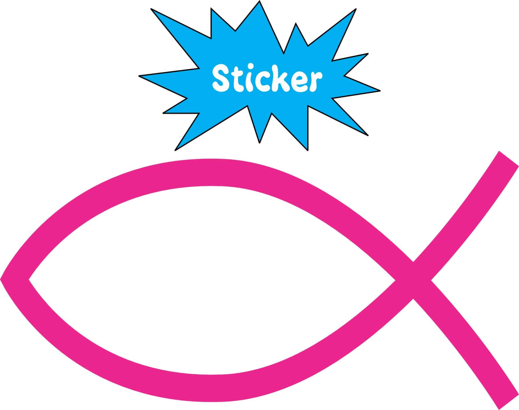3 x 1.5 Pink Christian Fish Sticker Vinyl Cup Stickers Car Bump - Image 2