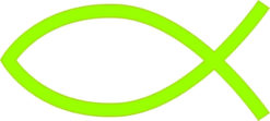 3 x 1.5 Green Christian Fish Sticker Vinyl Cup Stickers Car  Bum