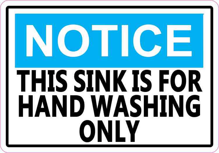 5inx3.5in Notice Hand Washing Only Sticker Vinyl Sink Decal Sign