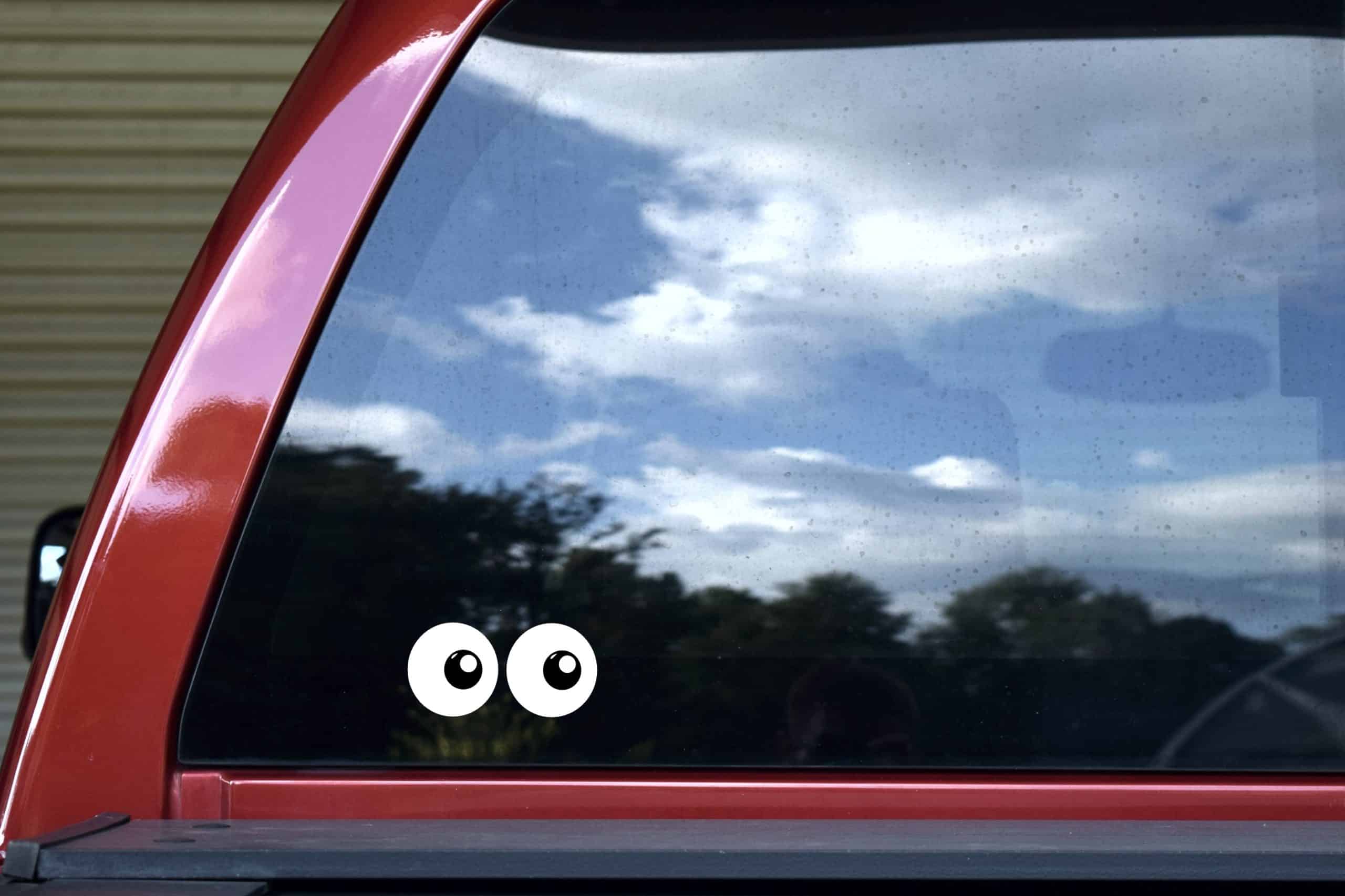 4 x 2 Black Right Facing Goofy Eyes Funny Sticker Vinyl Sticker Cup Decal - Image 5