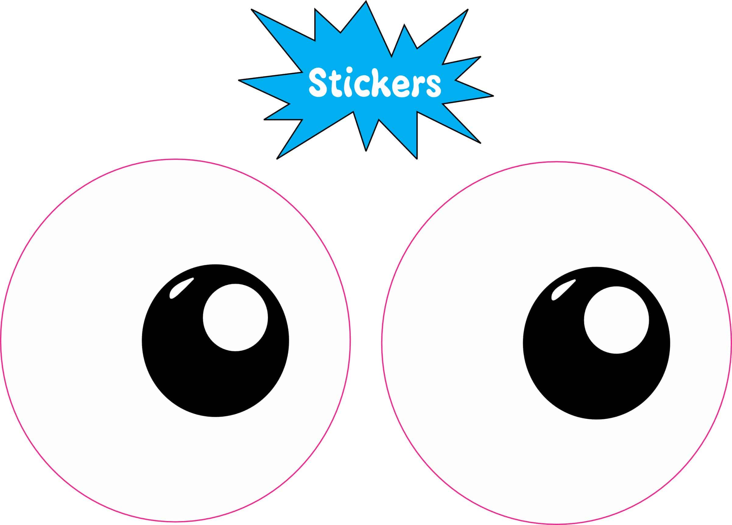 4 x 2 Black Right Facing Goofy Eyes Funny Sticker Vinyl Sticker Cup Decal - Image 2