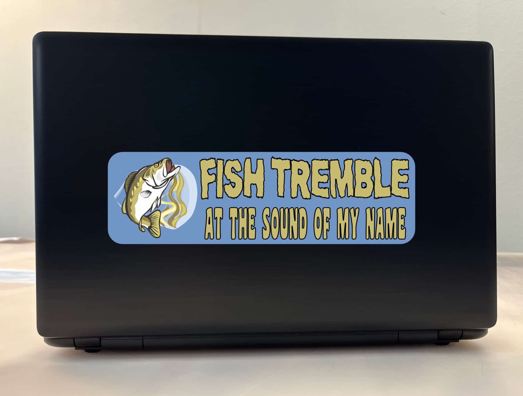 10in x 3in Fish Tremble Bumper Sticker Vinyl Fishing Decal Bass Stickers