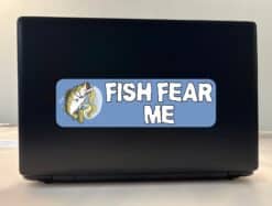 10in x 3in Fish Fear Me Bumper Sticker Vinyl Sports Fishing Decal Stickers