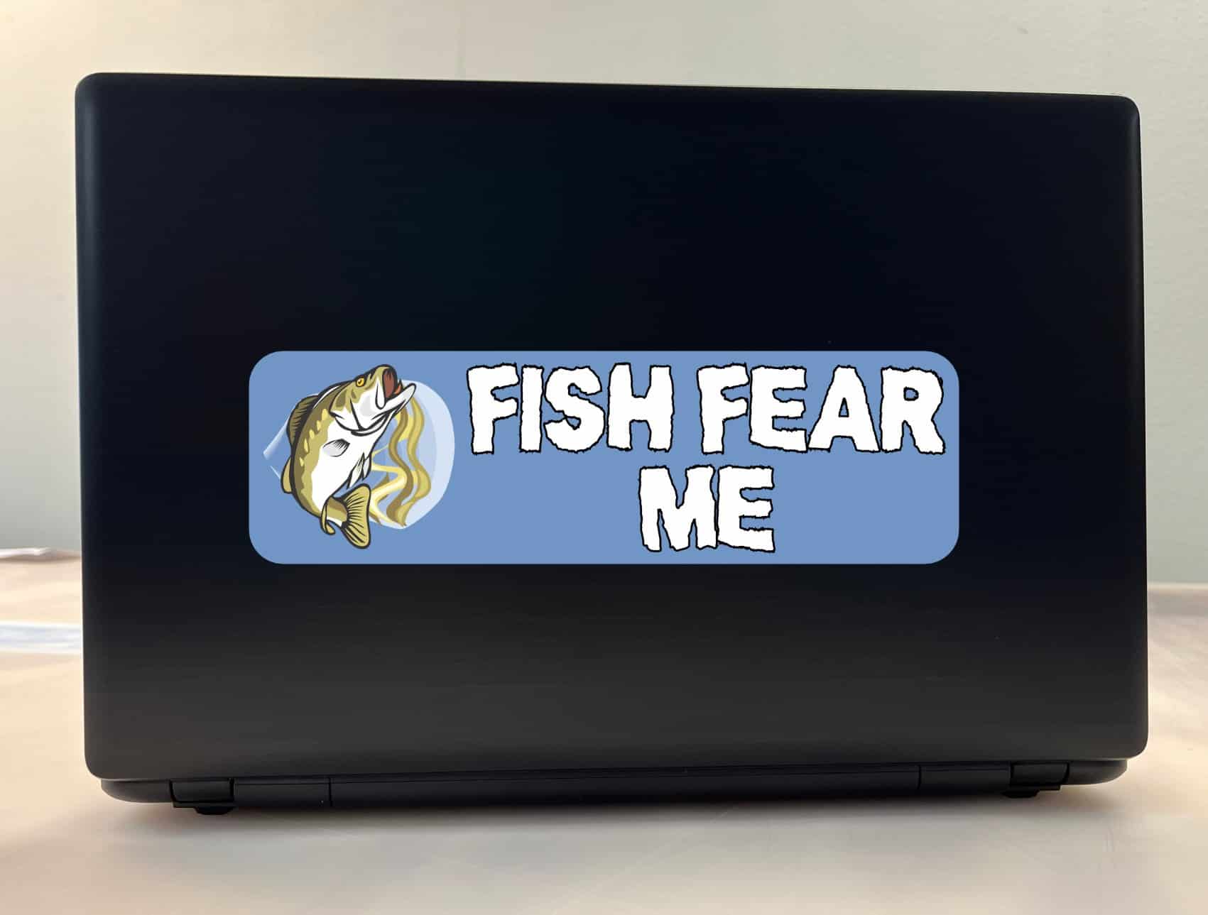 10in x 3in Fish Fear Me Bumper Sticker Vinyl Sports Fishing Decal Stickers