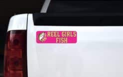 10in x 3in Bass Reel Girls Fish Bumper Magnet Magnetic Fishing Car Magnets