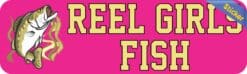 10in x 3in Bass Reel Girls Fish Bumper Sticker Vinyl Fishing Decal Stickers