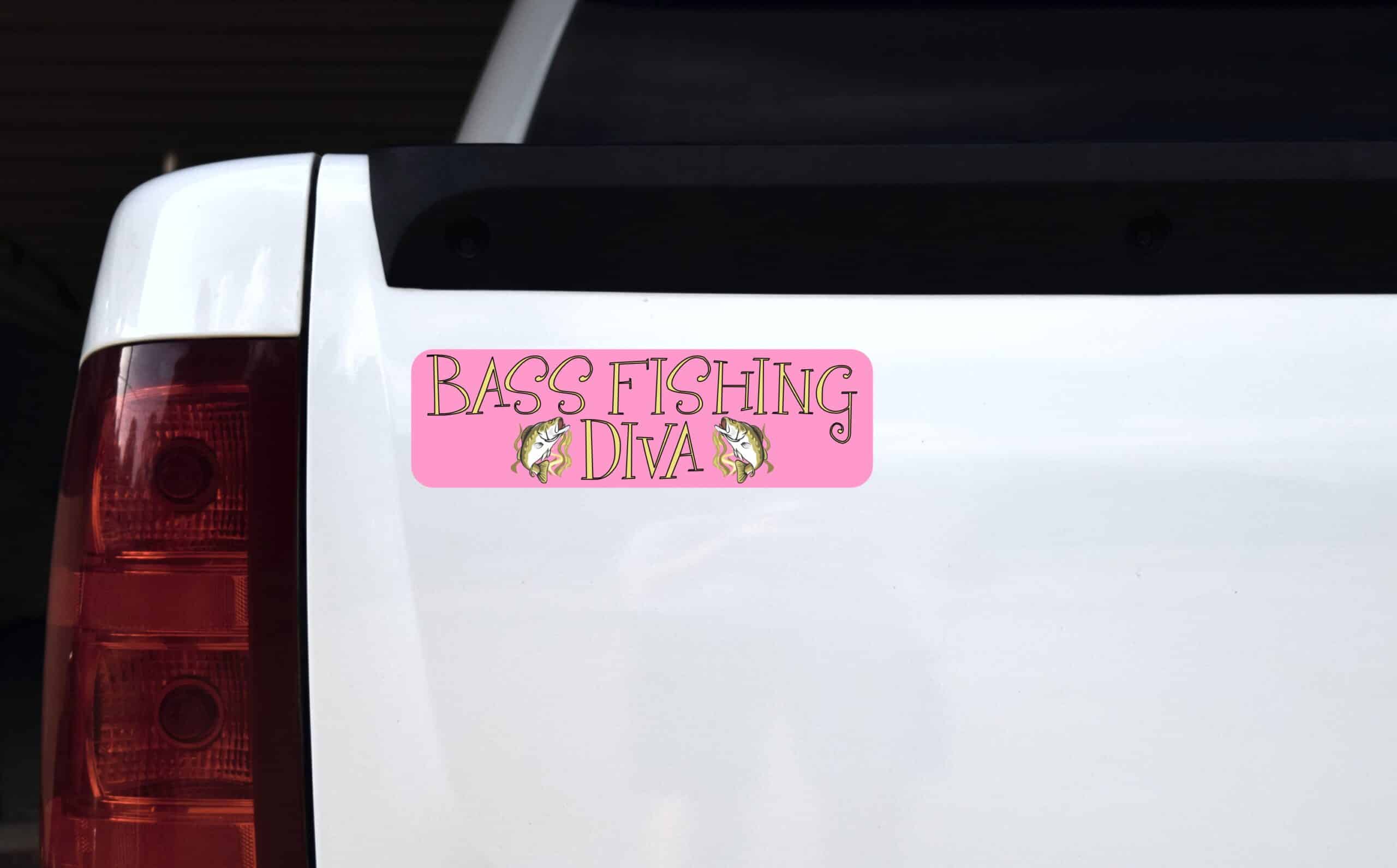 10in x 3in Bass Fishing Diva Magnet Magnetic Vehicle Bumper Magnets