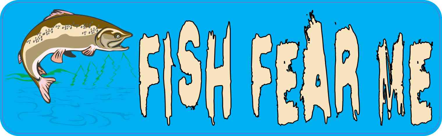 StickerTalk 10in x 3in Fish Fear Me Bumper Sticker Vinyl Sport Fishing Vehicle Stickers
