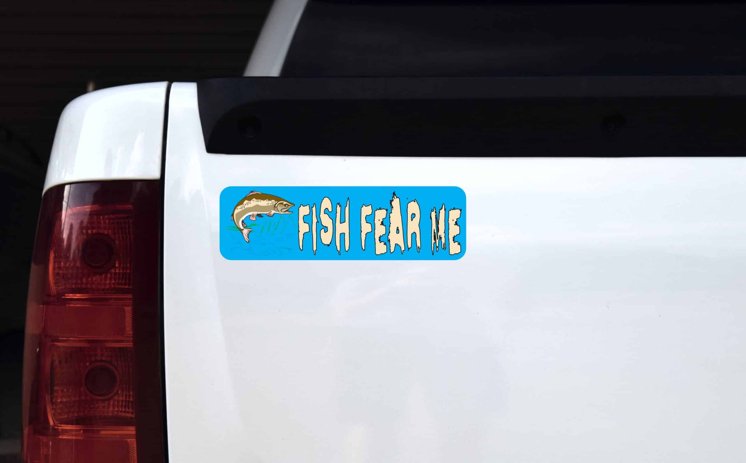10in x 3in Fish Fear Me Magnet Magnetic Vinyl Sports Fishing Car